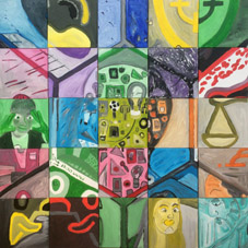 Puzzelschilderij Aon bedrijfsfeest, 25 doekjes per schilderij