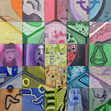 Puzzelschilderij Aon bedrijfsfeest, 25 doekjes per schilderij