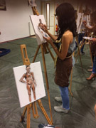 Naaktmodel schilderen tijdens vrijgezellenfeest in Antwerpen