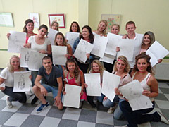 Workshop naaktmodel schilderen tijdens vrijgezellenfeest in Antwerpen, België