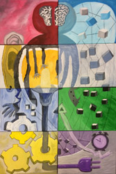 Puzzelschilderij Netwerkbeheerder, geschilderd door 8 collega's