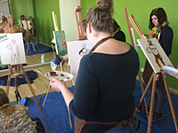 Naaktmodel schilderen in jongerencentrum Kavka in Antwerpen
